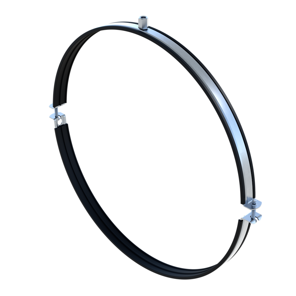 Ventilationsrørbøjle PLU 2G-N m/ gummi Rustfrit A2