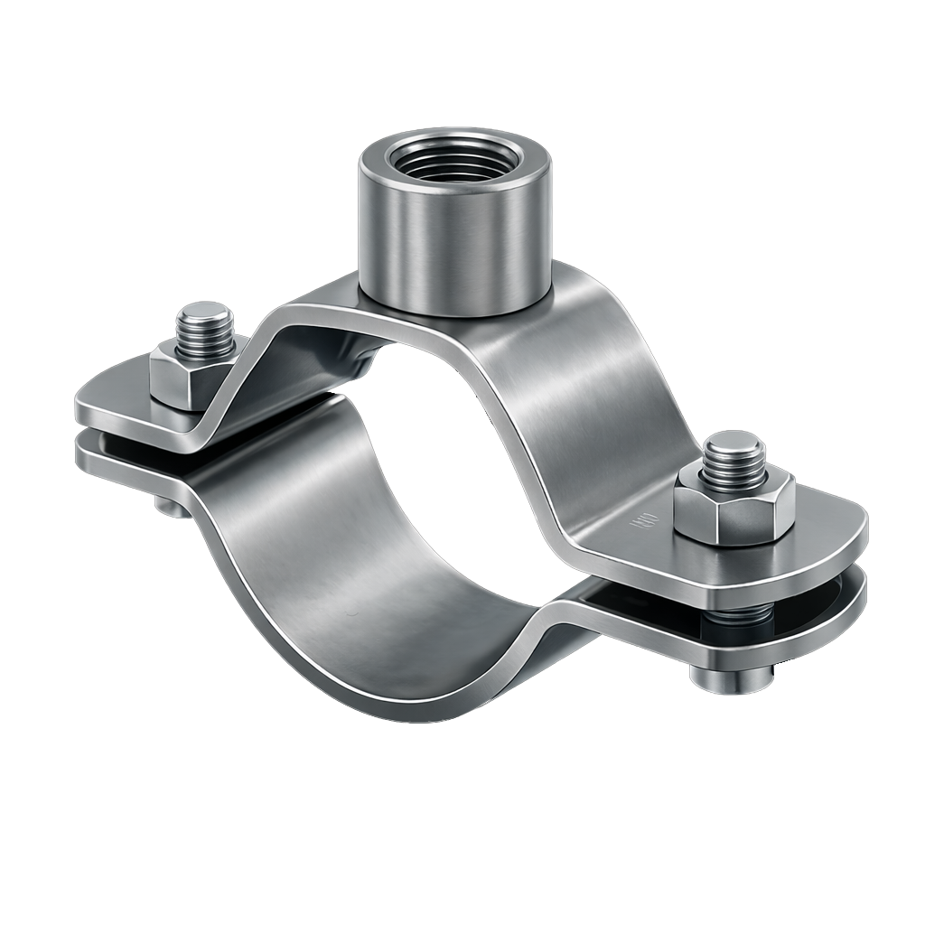 Rørbøjle ½" muffe u/ gummi Rustfri A4