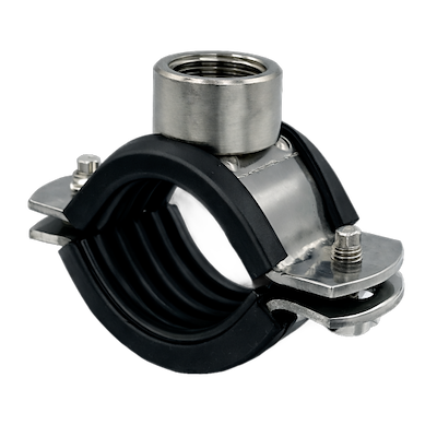 Rørbøjle ½" muffe m/ gummi Rustfri A4